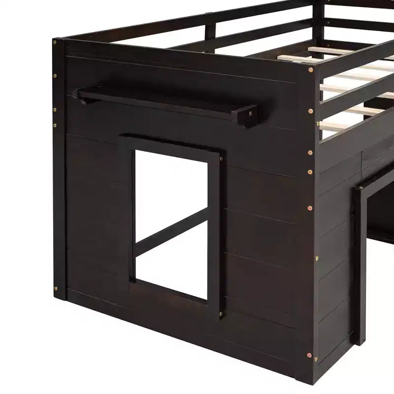 77.4L x 40.5W Modern Design Twin Size Loft Bed with Cabinet and Shelf, Designed for your safety