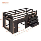 77.4L x 40.5W Modern Design Twin Size Loft Bed with Cabinet and Shelf, Designed for your safety