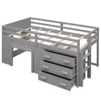 77.4L x 40.5W Modern Design Twin Size Loft Bed with Cabinet and Shelf, Designed for your safety
