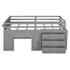 77.4L x 40.5W Modern Design Twin Size Loft Bed with Cabinet and Shelf, Designed for your safety