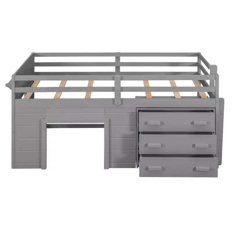 77.4L x 40.5W Modern Design Twin Size Loft Bed with Cabinet and Shelf, Designed for your safety