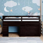 77.4L x 40.5W Modern Design Twin Size Loft Bed with Cabinet and Shelf, Designed for your safety