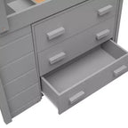 77.4L x 40.5W Modern Design Twin Size Loft Bed with Cabinet and Shelf, Designed for your safety
