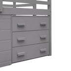 77.4L x 40.5W Modern Design Twin Size Loft Bed with Cabinet and Shelf, Designed for your safety