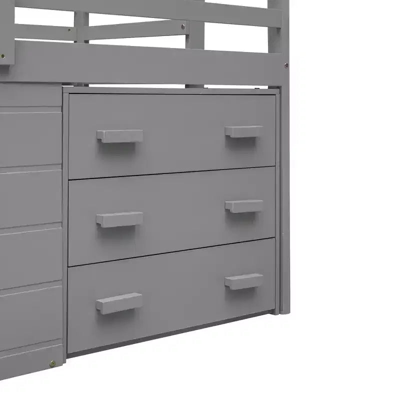 77.4L x 40.5W Modern Design Twin Size Loft Bed with Cabinet and Shelf, Designed for your safety