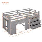 77.4L x 40.5W Modern Design Twin Size Loft Bed with Cabinet and Shelf, Designed for your safety