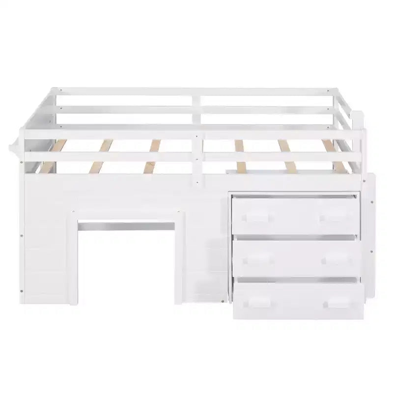 77.4L x 40.5W Modern Design Twin Size Loft Bed with Cabinet and Shelf, Designed for your safety