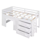 77.4L x 40.5W Modern Design Twin Size Loft Bed with Cabinet and Shelf, Designed for your safety