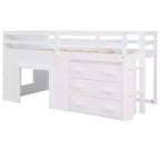 77.4L x 40.5W Modern Design Twin Size Loft Bed with Cabinet and Shelf, Designed for your safety