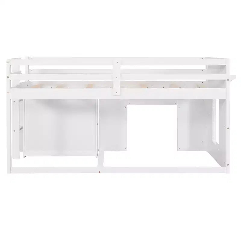 77.4L x 40.5W Modern Design Twin Size Loft Bed with Cabinet and Shelf, Designed for your safety