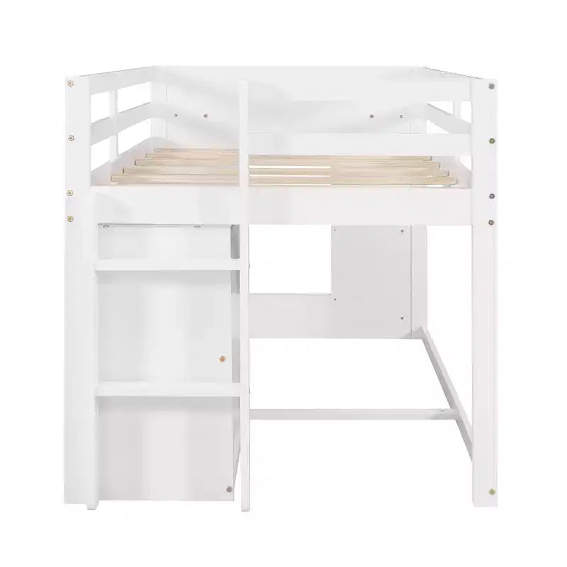77.4L x 40.5W Modern Design Twin Size Loft Bed with Cabinet and Shelf, Designed for your safety