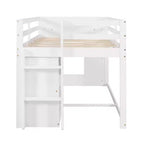 77.4L x 40.5W Modern Design Twin Size Loft Bed with Cabinet and Shelf, Designed for your safety