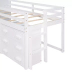 77.4L x 40.5W Modern Design Twin Size Loft Bed with Cabinet and Shelf, Designed for your safety