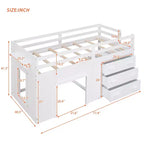 77.4L x 40.5W Modern Design Twin Size Loft Bed with Cabinet and Shelf, Designed for your safety