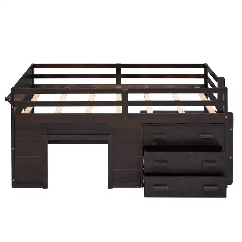 77.4L x 40.5W Modern Design Twin Size Loft Bed with Cabinet and Shelf, Designed for your safety