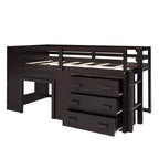 77.4L x 40.5W Modern Design Twin Size Loft Bed with Cabinet and Shelf, Designed for your safety