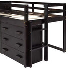 77.4L x 40.5W Modern Design Twin Size Loft Bed with Cabinet and Shelf, Designed for your safety