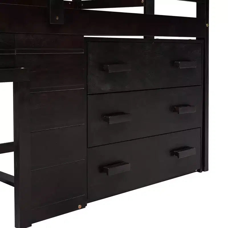 77.4L x 40.5W Modern Design Twin Size Loft Bed with Cabinet and Shelf, Designed for your safety