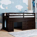 77.4L x 40.5W Modern Design Twin Size Loft Bed with Cabinet and Shelf, Designed for your safety
