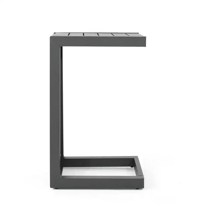 End Table Fashionable Modern Aluminium Side Table with Storage Gray