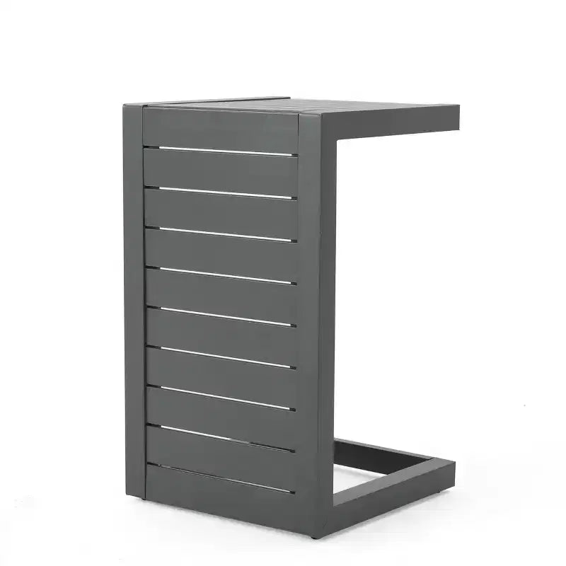 End Table Fashionable Modern Aluminium Side Table with Storage Gray