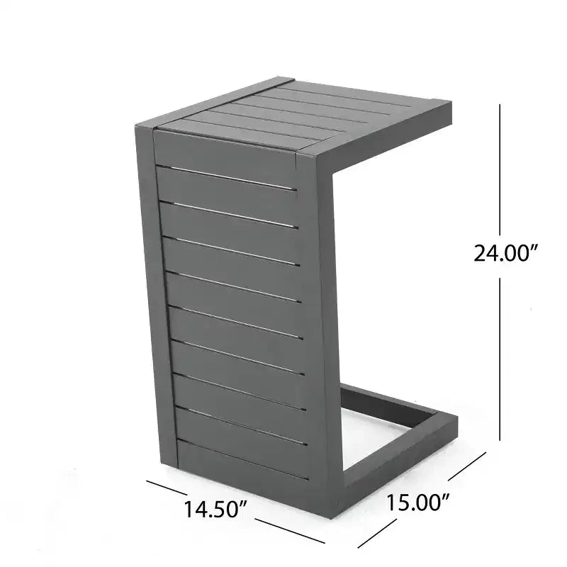 End Table Fashionable Modern Aluminium Side Table with Storage Gray