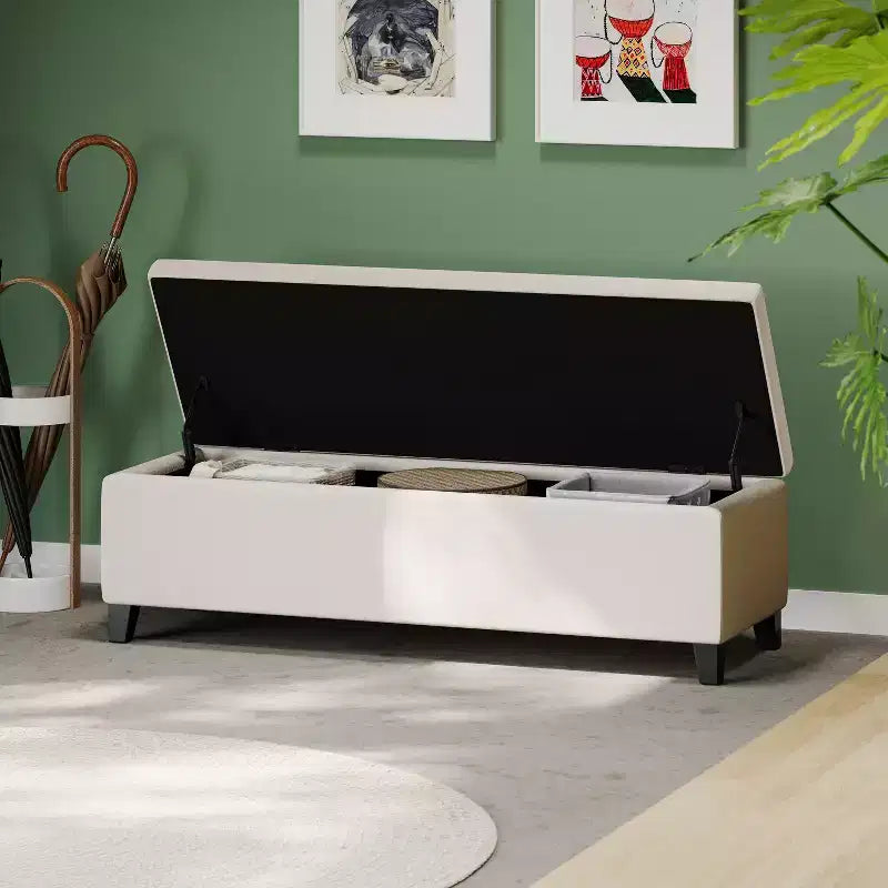 Modern Indoor Boucle Storage Ottoman