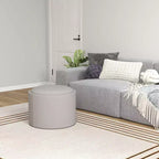 Storage Ottoman Coffee Table with Flip Top Tray and Hidden Space, Round Foot Stool with Linen-feel Fabric Upholstery