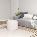 Storage Ottoman Coffee Table with Flip Top Tray and Hidden Space, Round Foot Stool with Linen-feel Fabric Upholstery