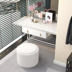 Storage Ottoman Coffee Table with Flip Top Tray and Hidden Space, Round Foot Stool with Linen-feel Fabric Upholstery
