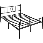 Full Size 35.56 cm High Classic Metal Platform Bed Frame Base with Wrought Iron Headboard/Footboard/Underbed Storage