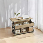 19.7 x 39.4 x (19.3-24.4) In Lift Top Coffee Table with Hidden Compartments and Storage Shelf, Lifting Top Accent Table for Living Room, Office