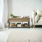 19.7 x 39.4 x (19.3-24.4) In Lift Top Coffee Table with Hidden Compartments and Storage Shelf, Lifting Top Accent Table for Living Room, Office