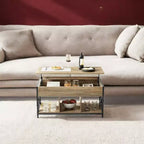 19.7 x 39.4 x (19.3-24.4) In Lift Top Coffee Table with Hidden Compartments and Storage Shelf, Lifting Top Accent Table for Living Room, Office
