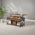 19.7 x 39.4 x (19.3-24.4) In Lift Top Coffee Table with Hidden Compartments and Storage Shelf, Lifting Top Accent Table for Living Room, Office