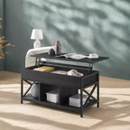 19.7 x 39.4 x (19.3-24.4) In Lift Top Coffee Table with Hidden Compartments and Storage Shelf, Lifting Top Accent Table for Living Room, Office
