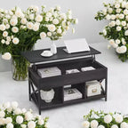 19.7 x 39.4 x (19.3-24.4) In Lift Top Coffee Table with Hidden Compartments and Storage Shelf, Lifting Top Accent Table for Living Room, Office
