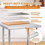 Heavy Duty Stainless Steel Work Table, Adjustable Height Utility Table for Home, Garage, and Restaurant Use