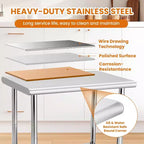 Heavy Duty Stainless Steel Work Table, Adjustable Height Utility Table for Home, Garage, and Restaurant Use