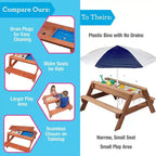 Kids All in One Convertible Indoor/Outdoor Picnic, Sand & Water Activity Table w/ Removable Top (43 X 35 X 19 in) Made of 100% Wood