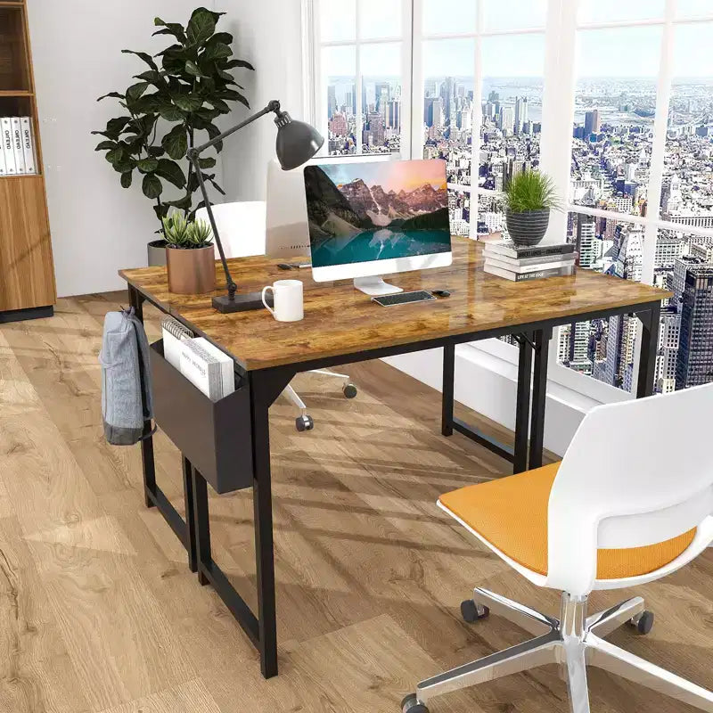 55 Inch Game Computer Desk with Storage, Home Office Modern Simple Style PC Table for Youth Student Adult