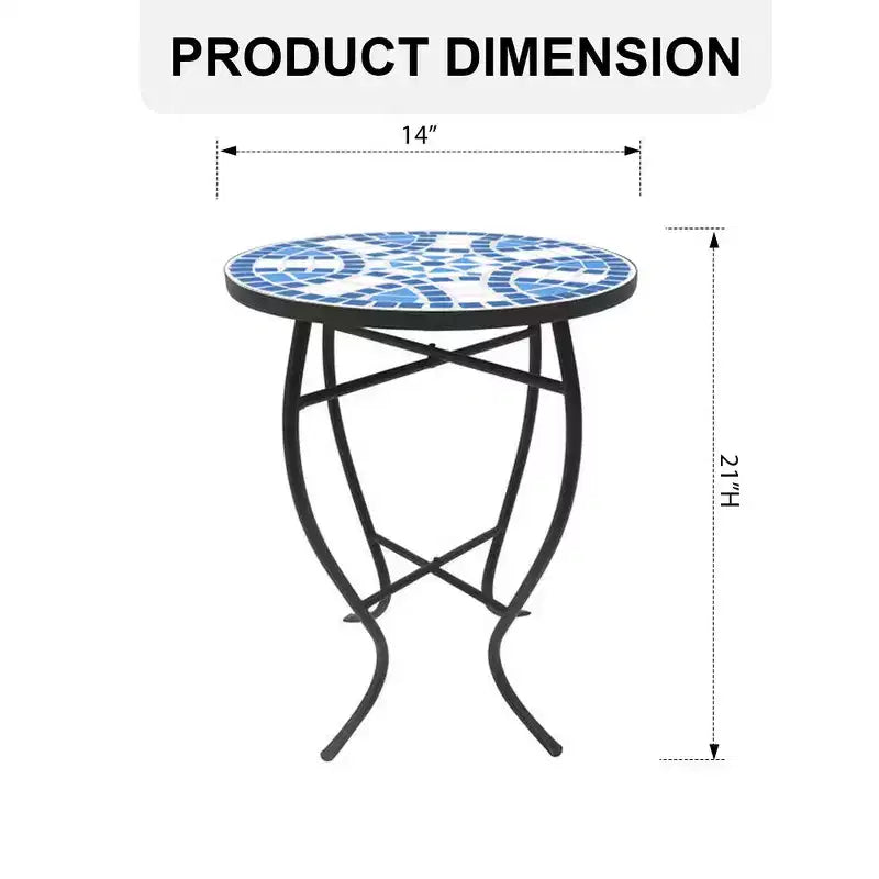 Mosaic Blue Daisy Accent Table