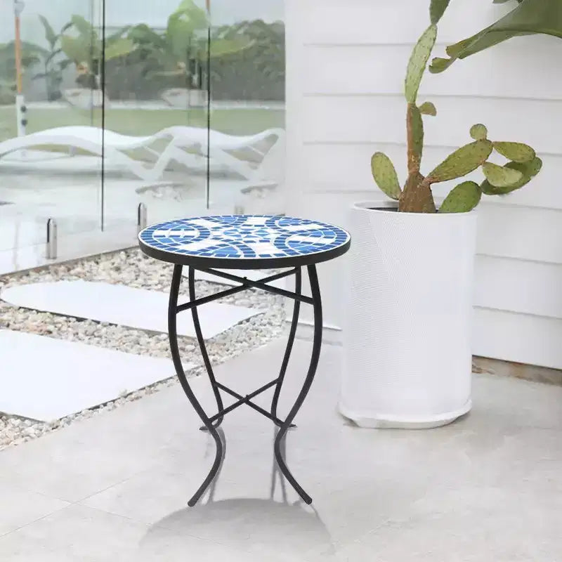Mosaic Blue Daisy Accent Table