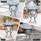 Mosaic Blue Daisy Accent Table
