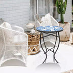 Mosaic Blue Daisy Accent Table