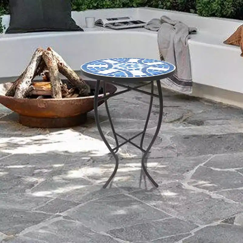 Mosaic Blue Daisy Accent Table