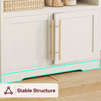 Microwave Stand Bakers Rack Cabinet, Farmhouse Wooden Storage Cabinet with Power Outlet with Thickened Counter