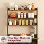 Microwave Stand Bakers Rack Cabinet, Farmhouse Wooden Storage Cabinet with Power Outlet with Thickened Counter