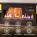 70 Fluted Glossy Fireplace TV Stand with 36 Fireplace & LED Light Modern Entertainment Center with Cabinets