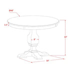 Round Dining Table with Pedestal, Rustic Rubberwood Table